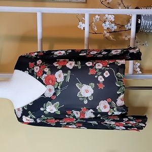 Black Red Floral Top Sheer